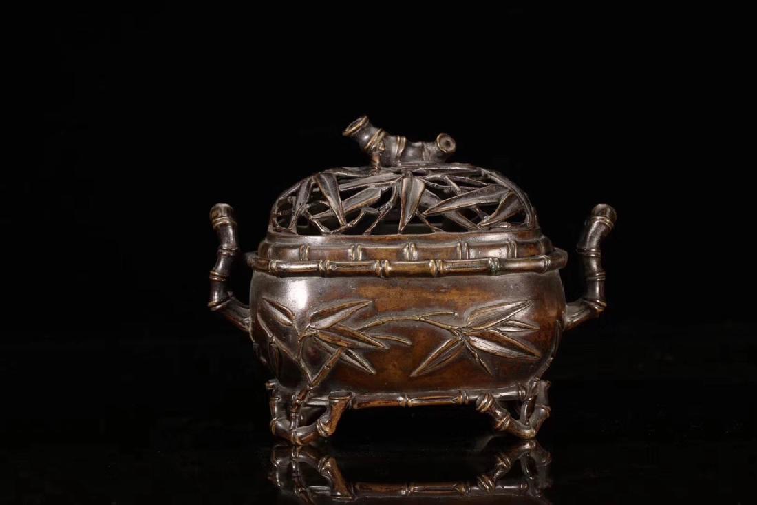 19th.C Chinese Bronze Cover Censer, Mark"Xuande" (1 of 9)