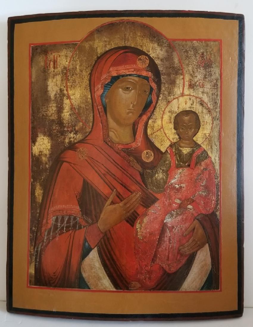 Large 19C Russian Icon Tikhvinskay Mother of God (1 of 3)