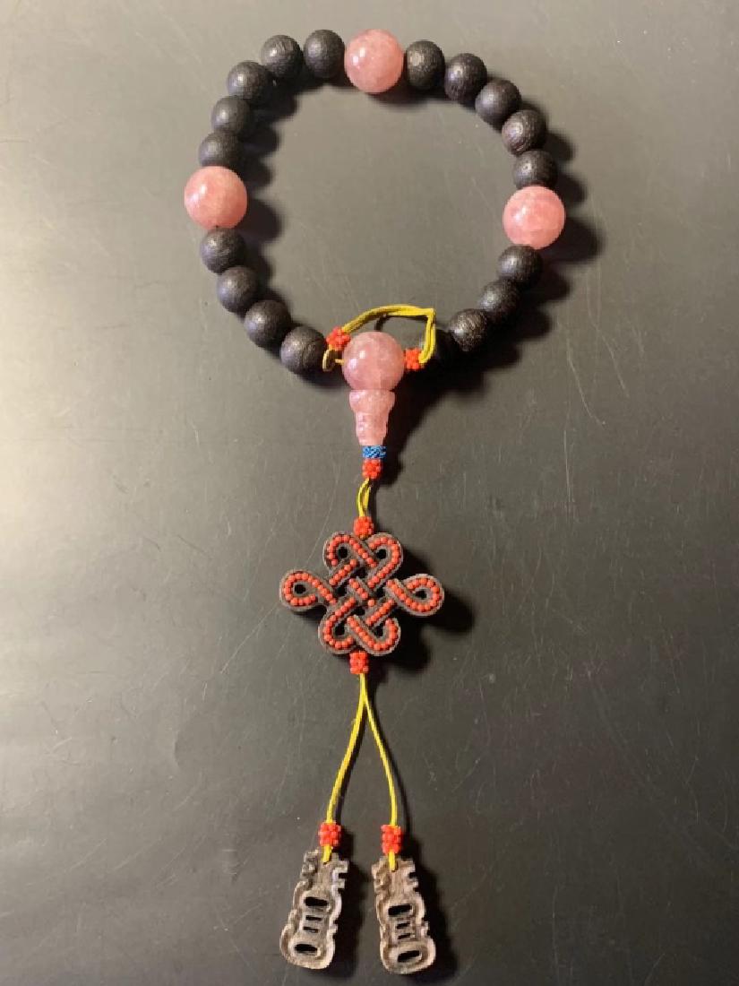 Chinese Chenxiang Wood Beads Bracelet with Coral (1 of 6)