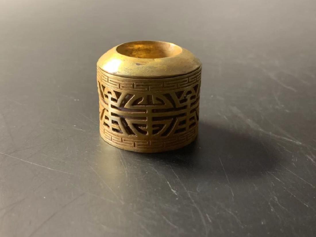 Chinese Gilt Silver and Chenxiang Wood Thumb Ring (1 of 6)