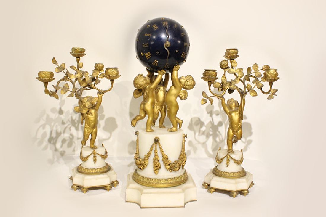19th.C Bronze and Marble Clock Set (1 of 13)