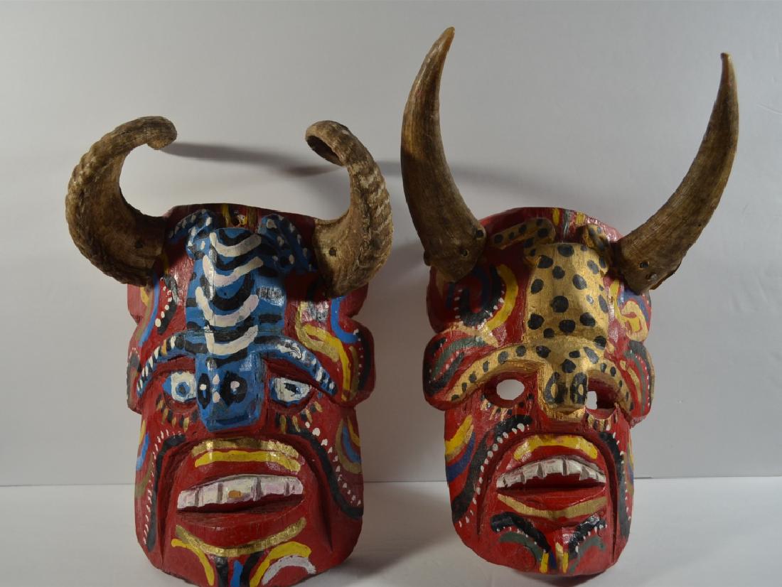 A Pair Antique of Wood Carving Masks (1 of 10)