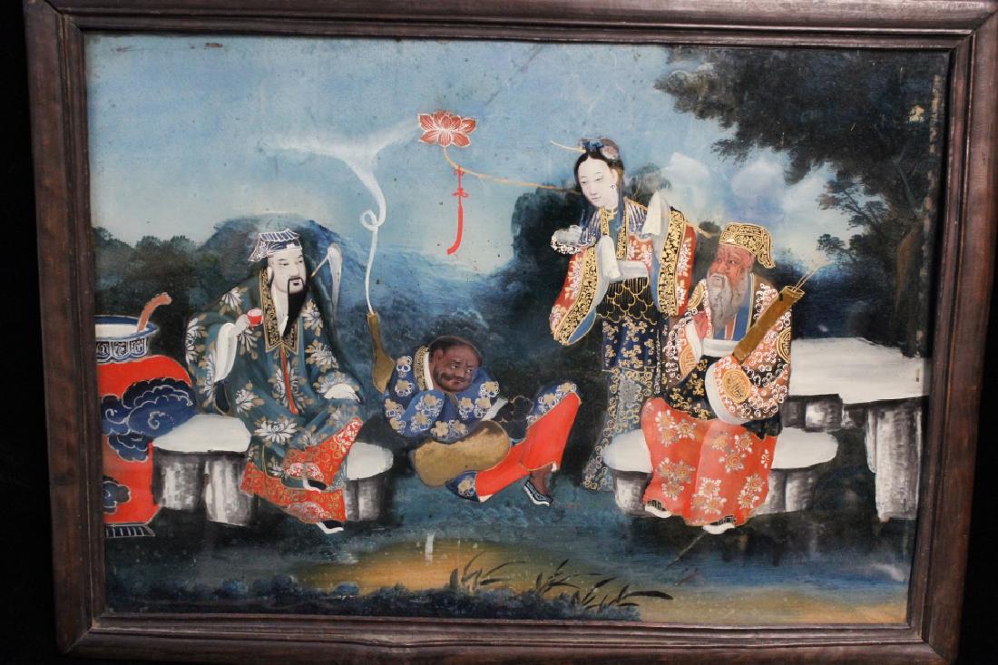 19th.C Chinese Reverse Glass Painting (1 of 6)