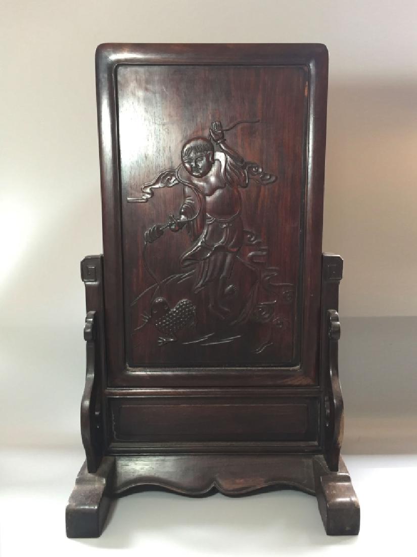 Chinese  _x000D_ Wood Carved Table Screen (1 of 11)