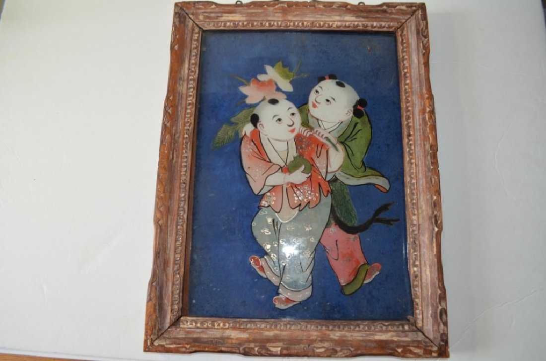 19th.C Chinese Reverse Glass Painting (1 of 9)