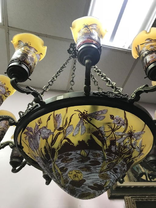 Signed Galle Italian 12 Lights Chandelier 1950