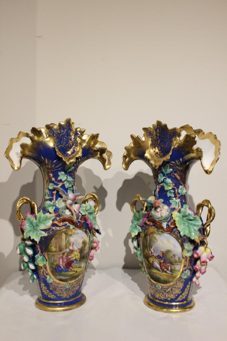 Pair of Old Paris Vases w Hand Painted Scenes (1 of 10)