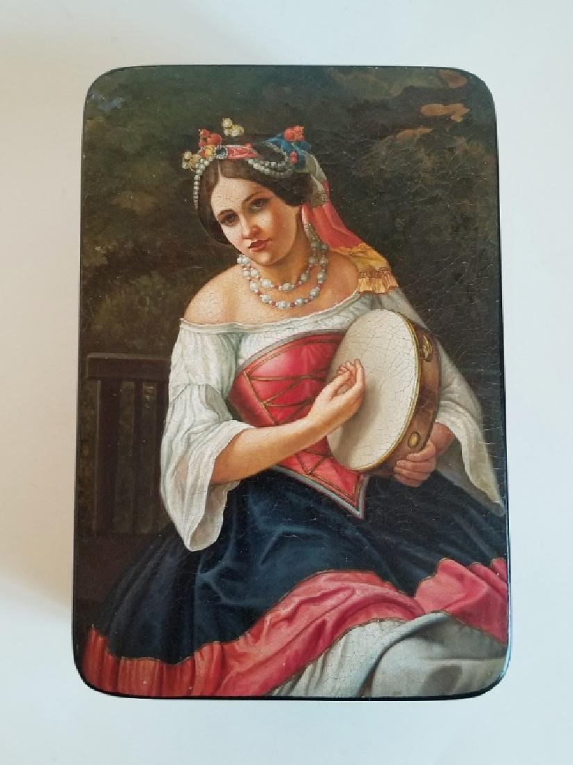 Lrg 19C Russian Hand Painted Box Vishnyakov & Sons (1 of 6)