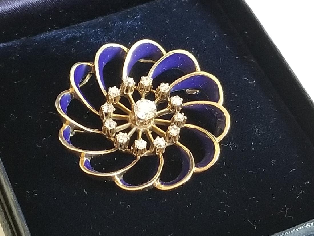 Art Deco Tiffany & Co Gold Diamond Brooch Pendant (1 of 6)