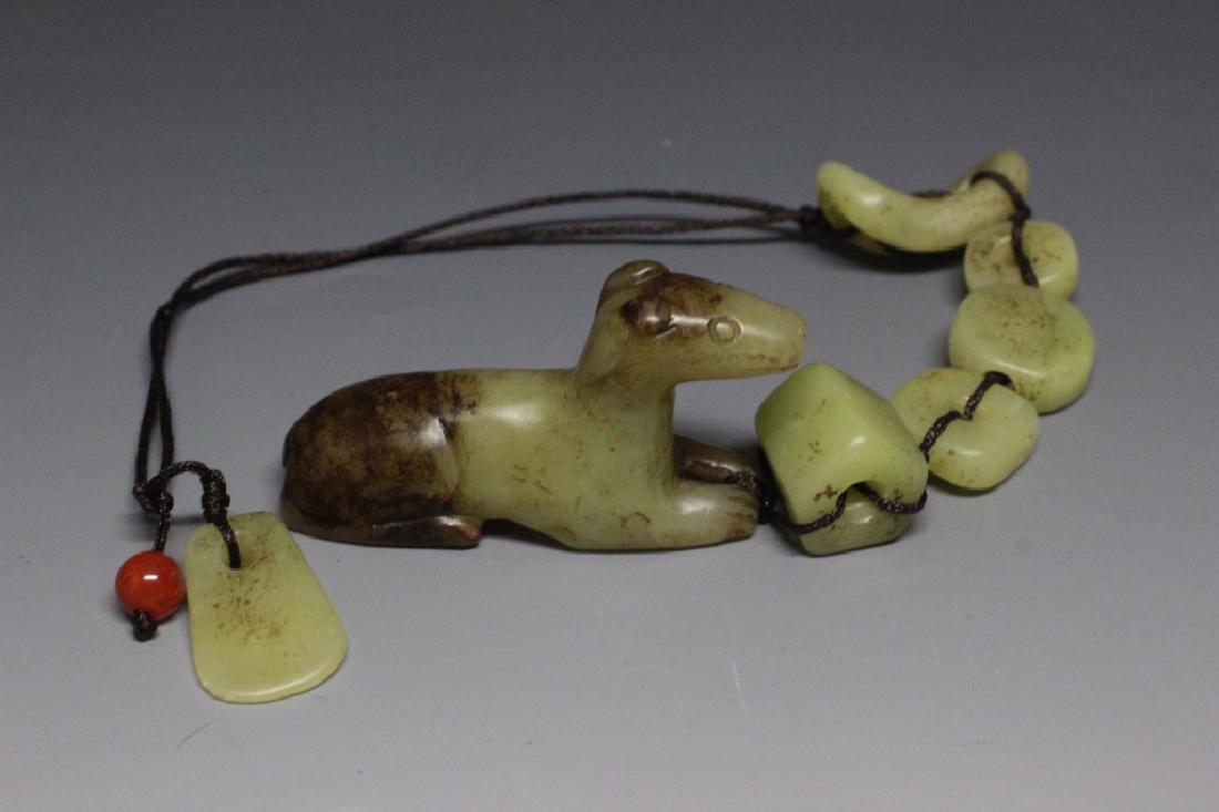 Chinese Jade Dog Pendant w Jade Beads (1 of 4)