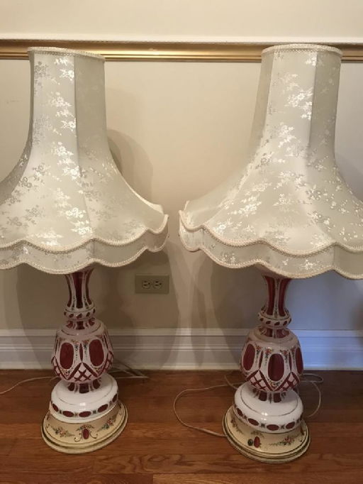 Pair Of Bohemian Glass Floor Lamp