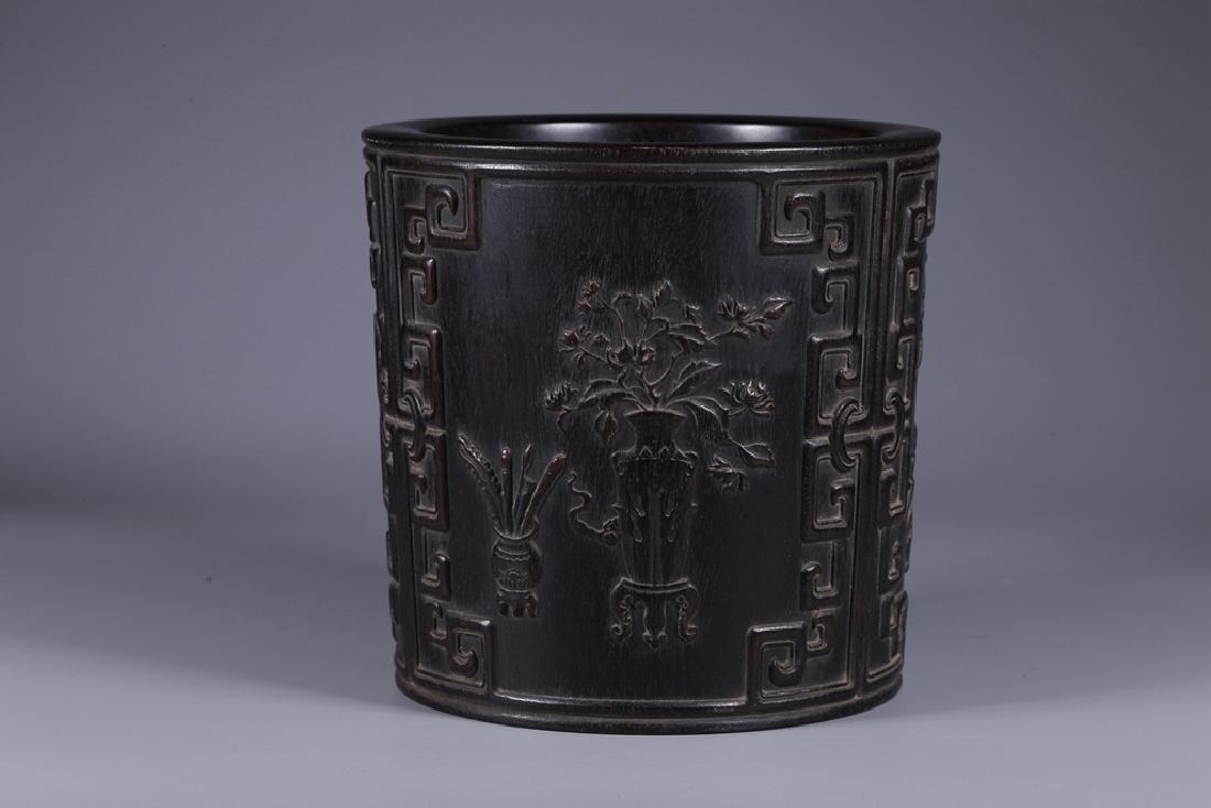 Chinese Zitan Wood Brushpot (1 of 10)