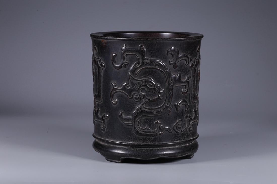 Chinese Zitan Wood Brushpot (1 of 9)
