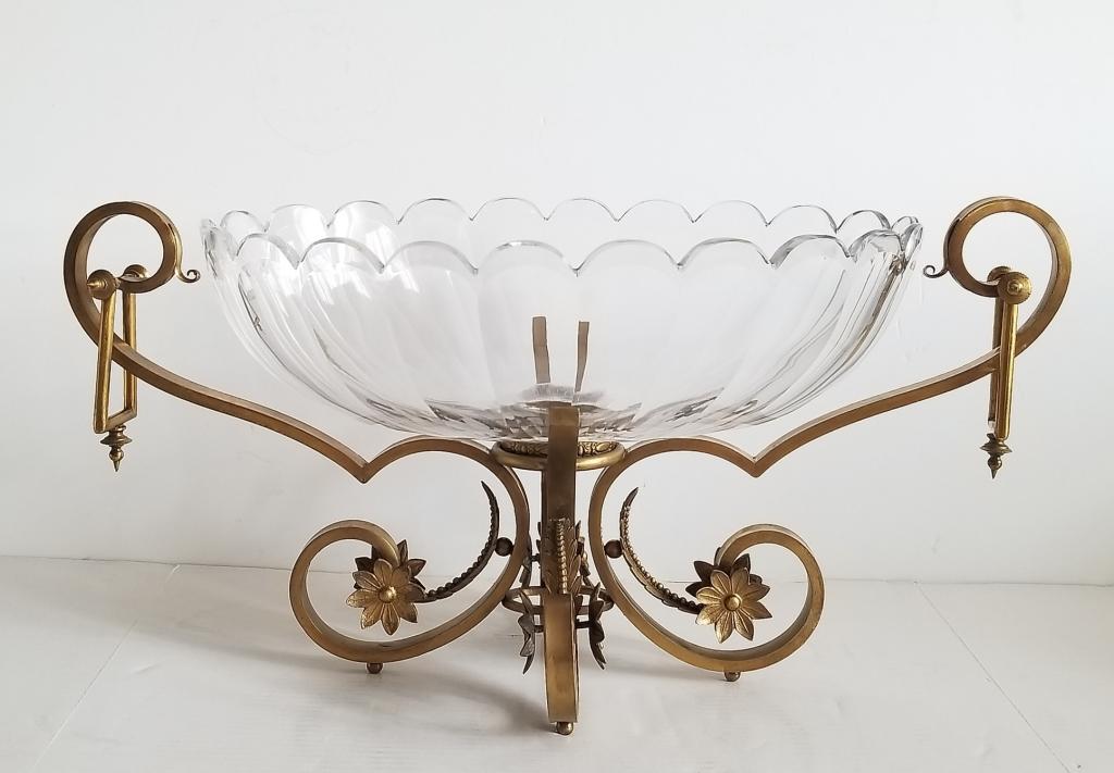 Antique Large Baccarat Gilt Bronze Centerpiece Bow (1 of 8)