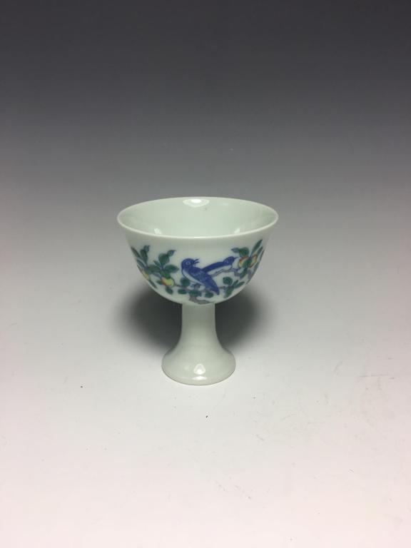 Chinese Doucai Porcelain High Foot Cup (1 of 5)