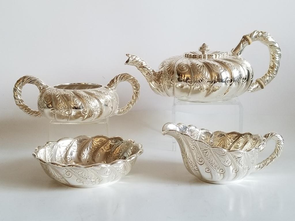 Fine 19C Sterling Silver Gorham Tea Set_x000D_ (1 of 8)