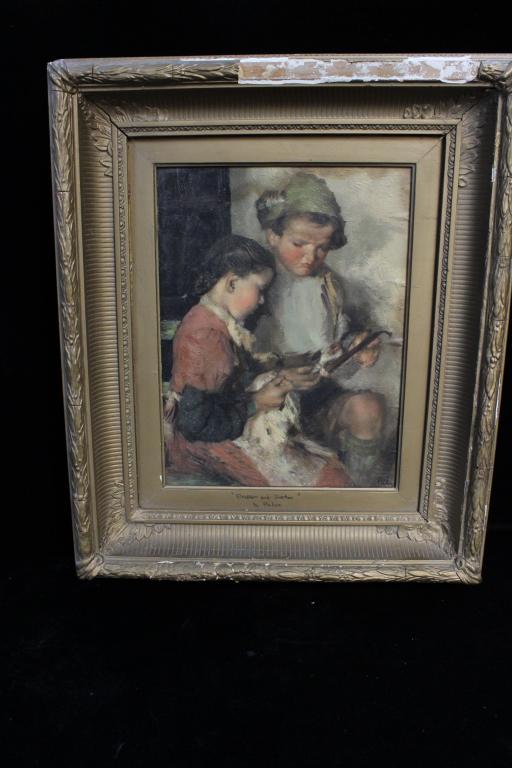 Oil on Canvas,Signed, 2 sisters (1 of 6)