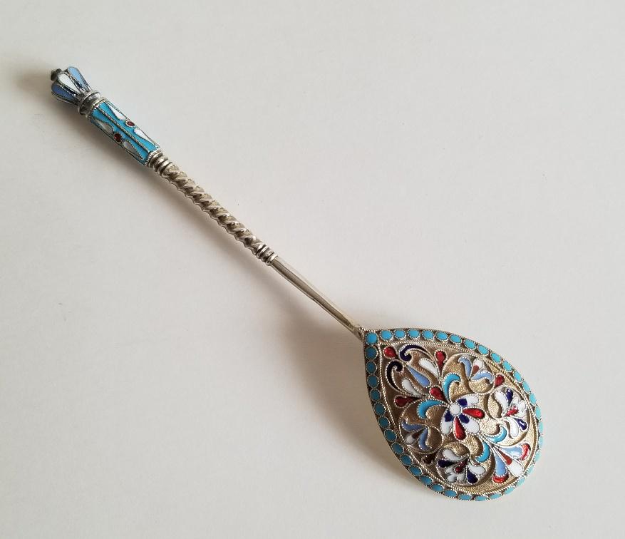 19C Russian Silver Enamel Spoon_x000D_ (1 of 5)