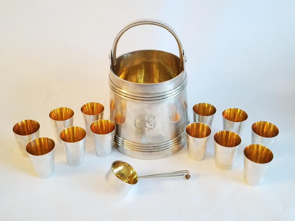 Large 19C Russian Silver Vodka Set_x000D_ (1 of 12)