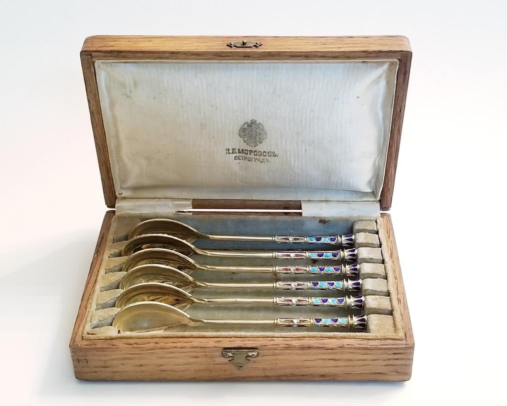 19C Russian Silver Enamel Set Spoons Box (1 of 7)