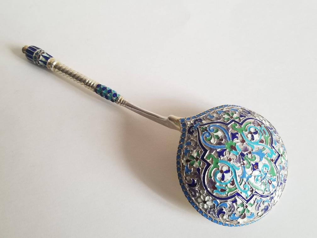 19C Russian Silver Enamel Serving Spoon (1 of 6)