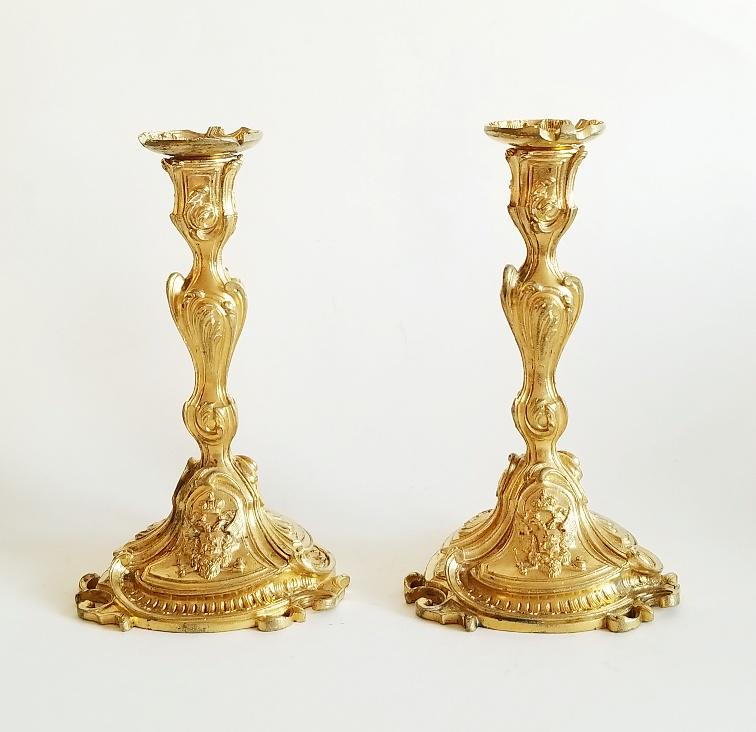 19C Imperial Russian Pair Bronze Dore Candleholder (1 of 9)