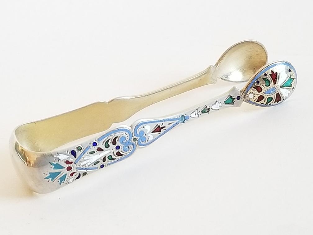 19C Russian Silver Enamel Sugar Tongs (1 of 6)