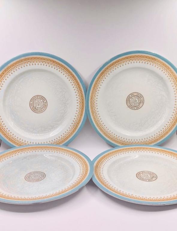4 Pc.Chinese Court Navy"CHING YUAN"Battleship Tray: 4 Pc.Chinese Court Navy"CHING YUAN"Battleship Trayset. 23cm W