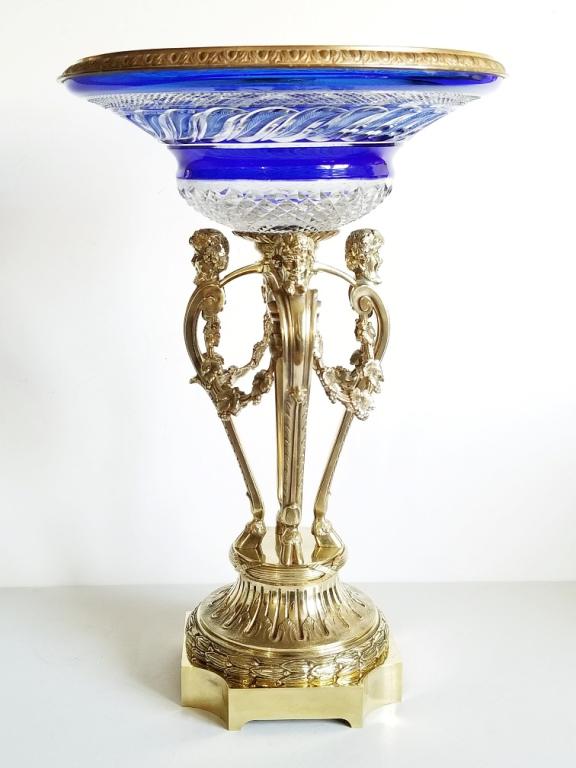 19C Russian Gilt Bronze Cobalt Glass Centerpiece (1 of 8)
