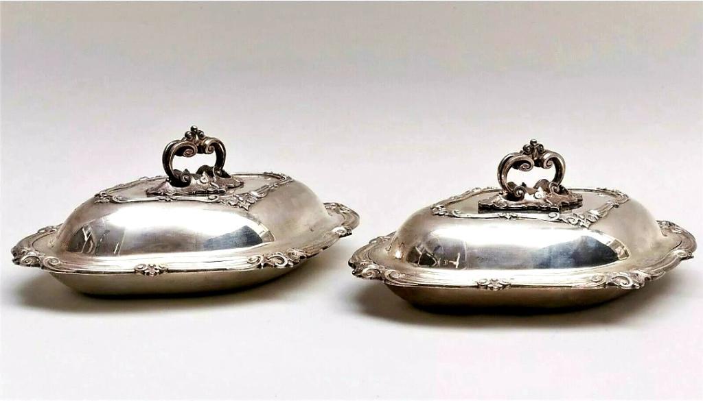 19C English Pair Victorian Sterling Silver Dishes (1 of 10)