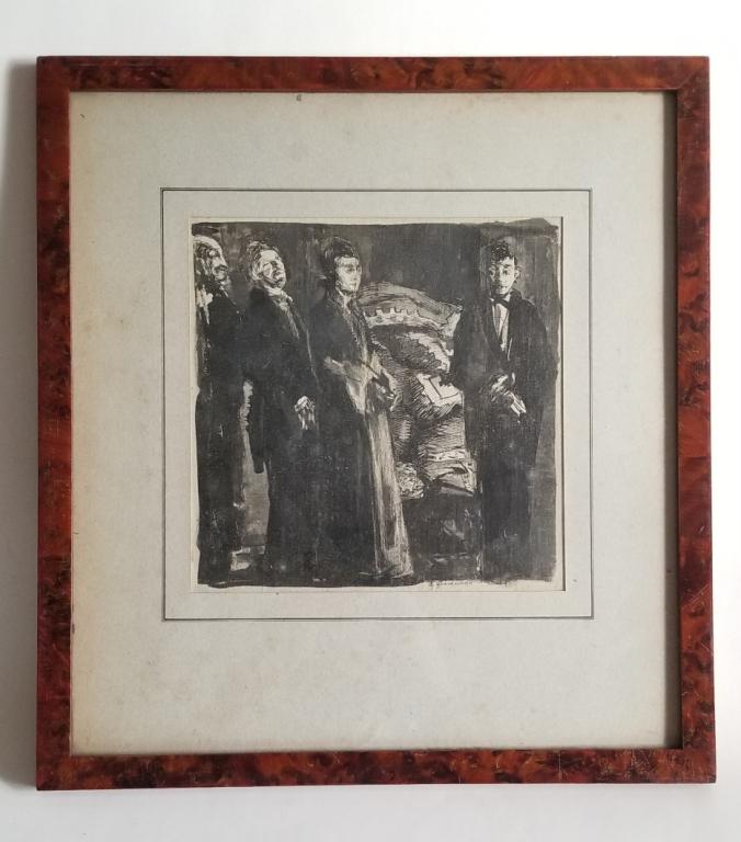 Grigory Gluckmann drawing ( Russian 1898-1973 ): Grigory Gluckmann ( Russian 1898 - 1973 ) Ink and wash on paper . size 10 x 10 inches ( 25,5 x 25,5 cm ) image , 17 x 15.5 inches ( 43 x 39,5 cm ) frame. Signed lower right . Provenance: Heritage auct