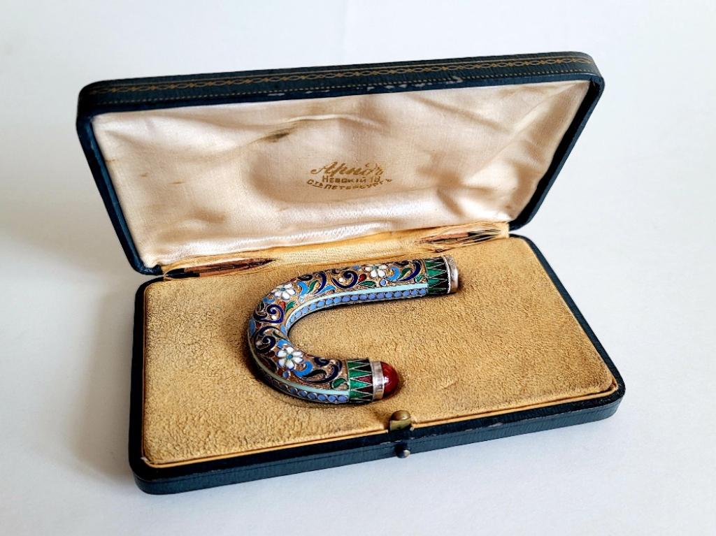 Antique Russian Silver Enamel Cane Handle (1 of 9)