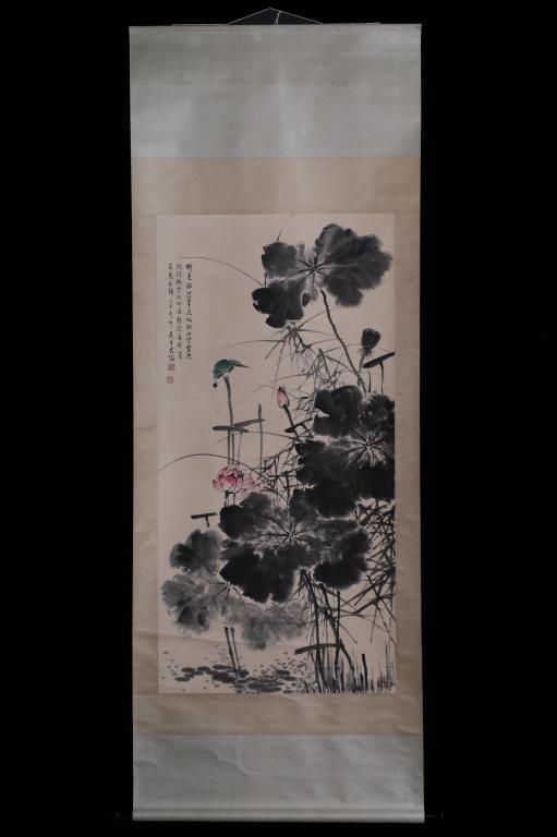 Chinese Ink Color Scroll Painting,Signed (1 of 9)