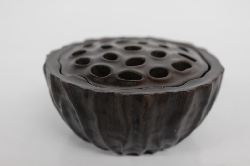 Chinese Wood Carved Censer: 9cm W
