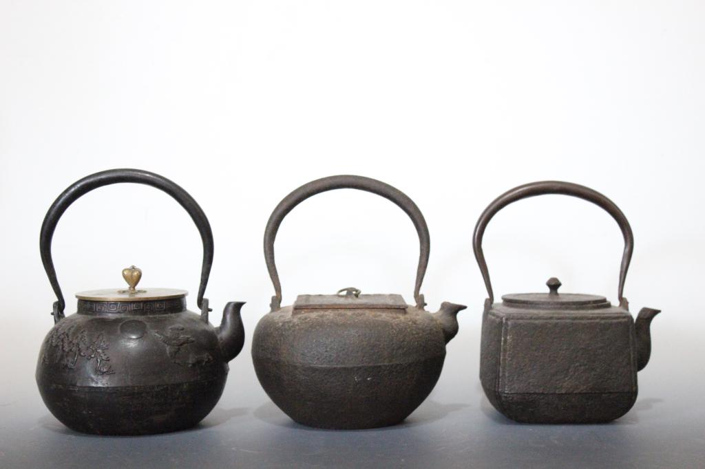 Three Asian Iron Teapot: 11.5"H