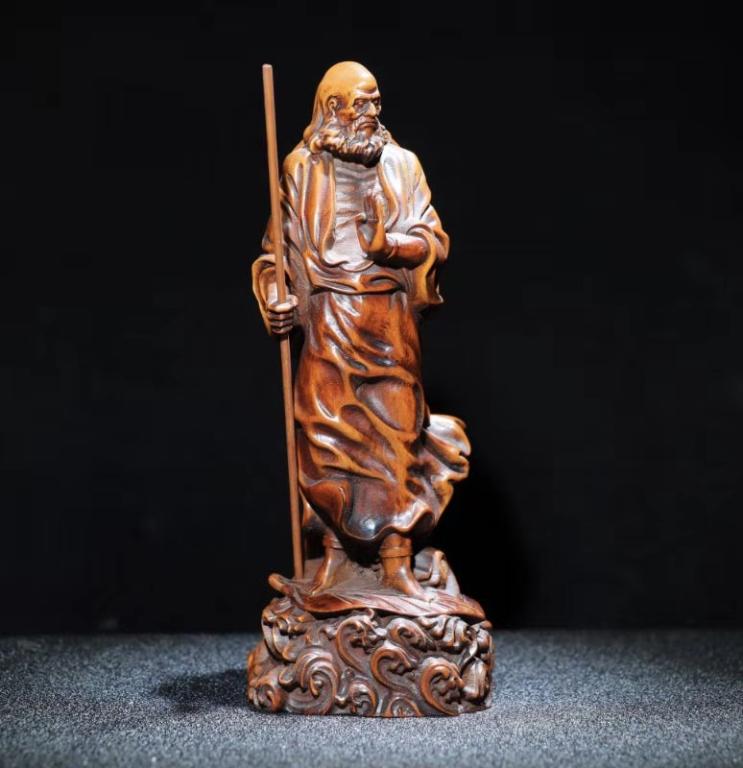 Chinese Wood Carved Luohan Figural (1 of 9)