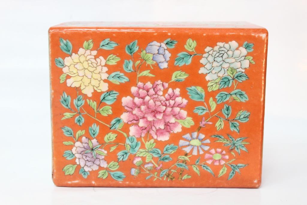Chinese Famille Rose Porcelain Pillow: 16cm by 12cm