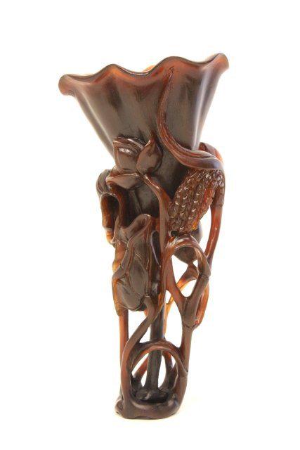 18th Century horn carved Chinese lotus (1 of 5)