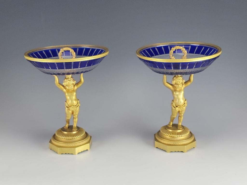 19C Austrian Cobalt Glass Bronze Compotes (1 of 7)