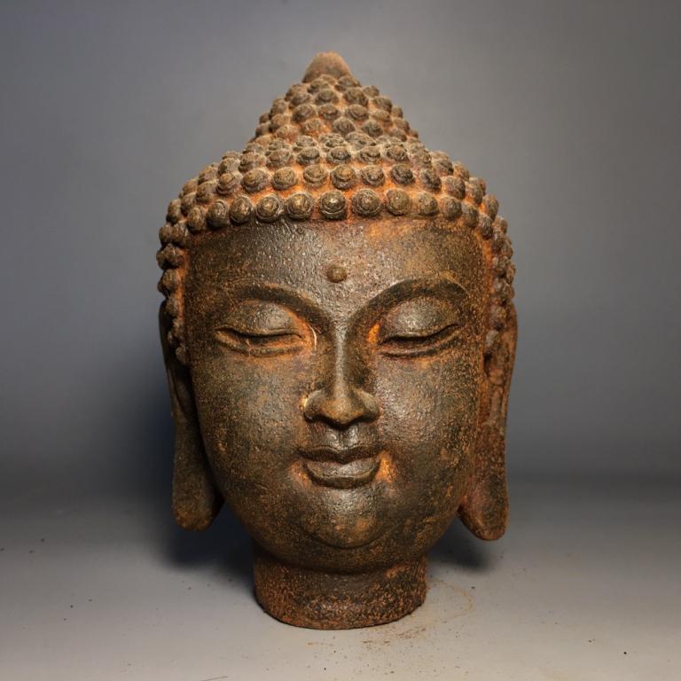 Chinese Iron Buddha Head (1 of 9)