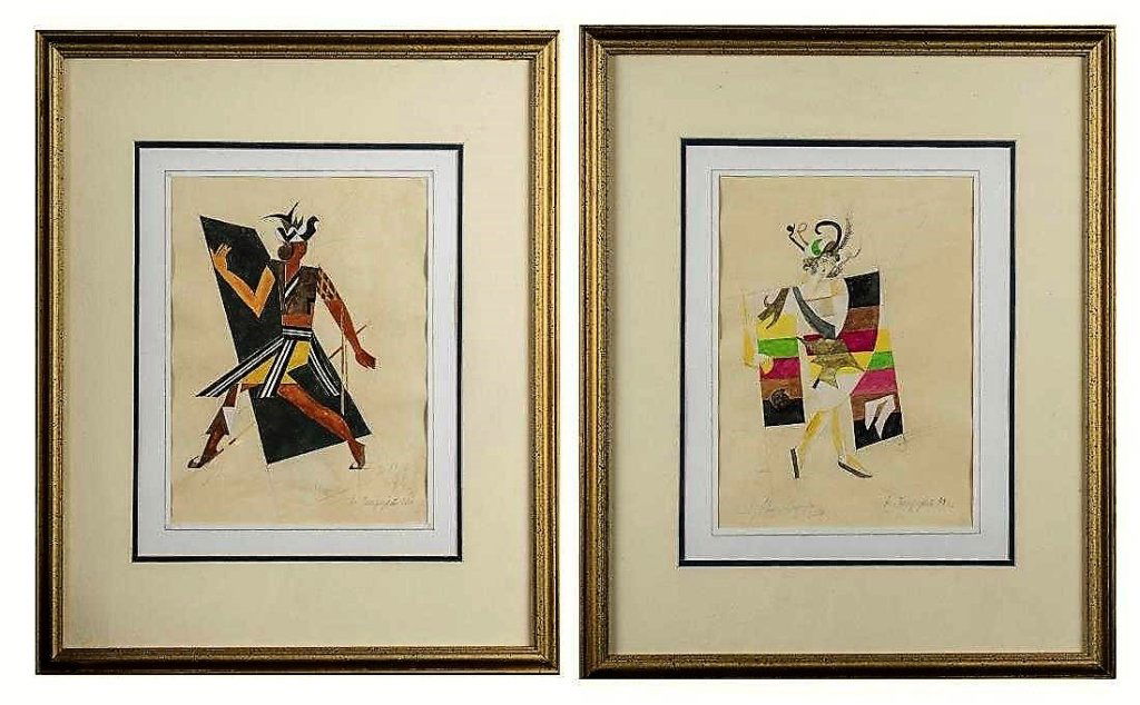 Pair Drawings Anatoli Petritsky Russian (1 of 4)