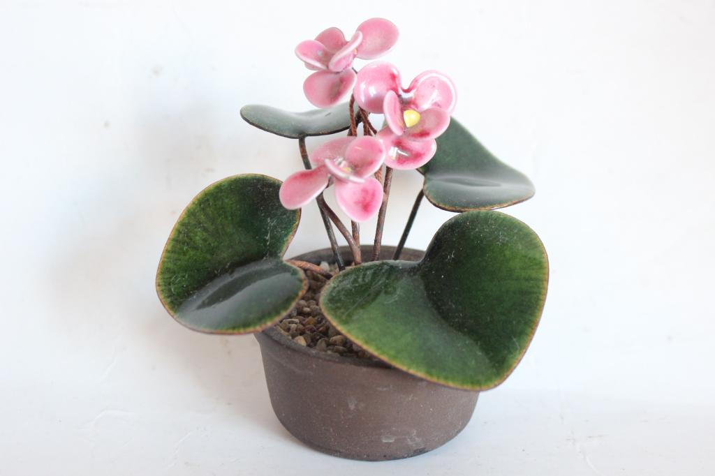 Chinese Zisha Planter w Enamel Flower (1 of 6)