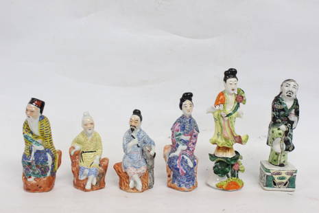 Group of Six Chinese Famille Rose Figurine: Group of Six Chinese Famille Rose Figurine Please note the absence of a condition report does not imply that there are no condition issues with this lot. Please contact us for a detailed condition rep