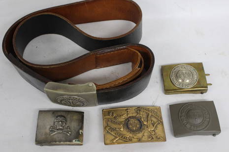 Four Belt Buckle and Belt: Four Belt Buckle and Belt Please note the absence of a condition report does not imply that there are no condition issues with this lot. Please