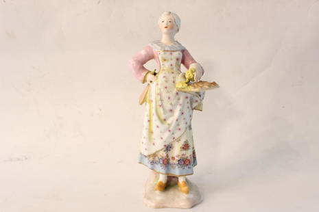 Meissen Lady Figurine: 6 1/2" H Please note the absence of a condition report does not imply that there are no condition issues with this lot. Please contact us for a