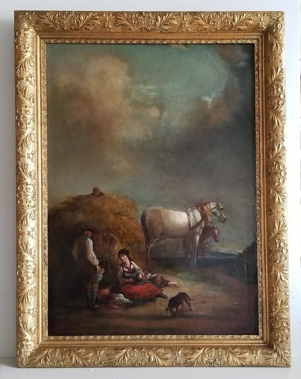 19C Continental Oil Painting Gilt Frame (1 of 5)