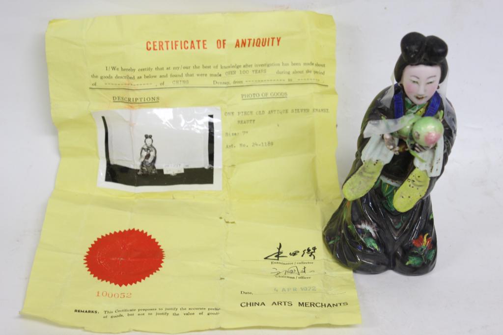 Antique Chinese Enamel Silver Beauty w Certificate (1 of 7)