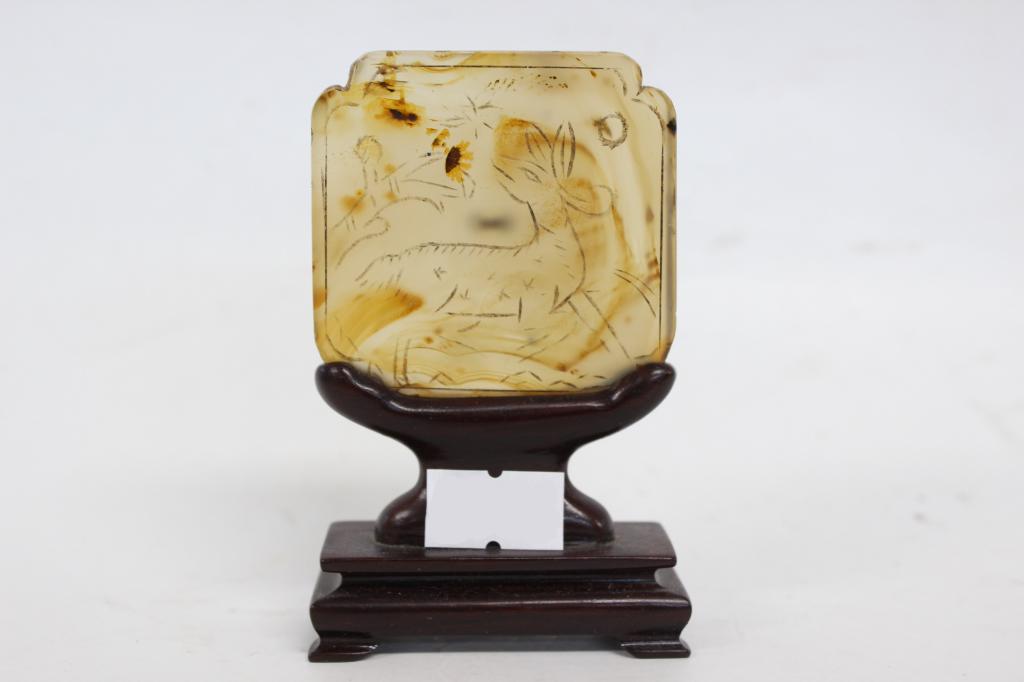 Chinese Agate Plate on Stand (1 of 4)
