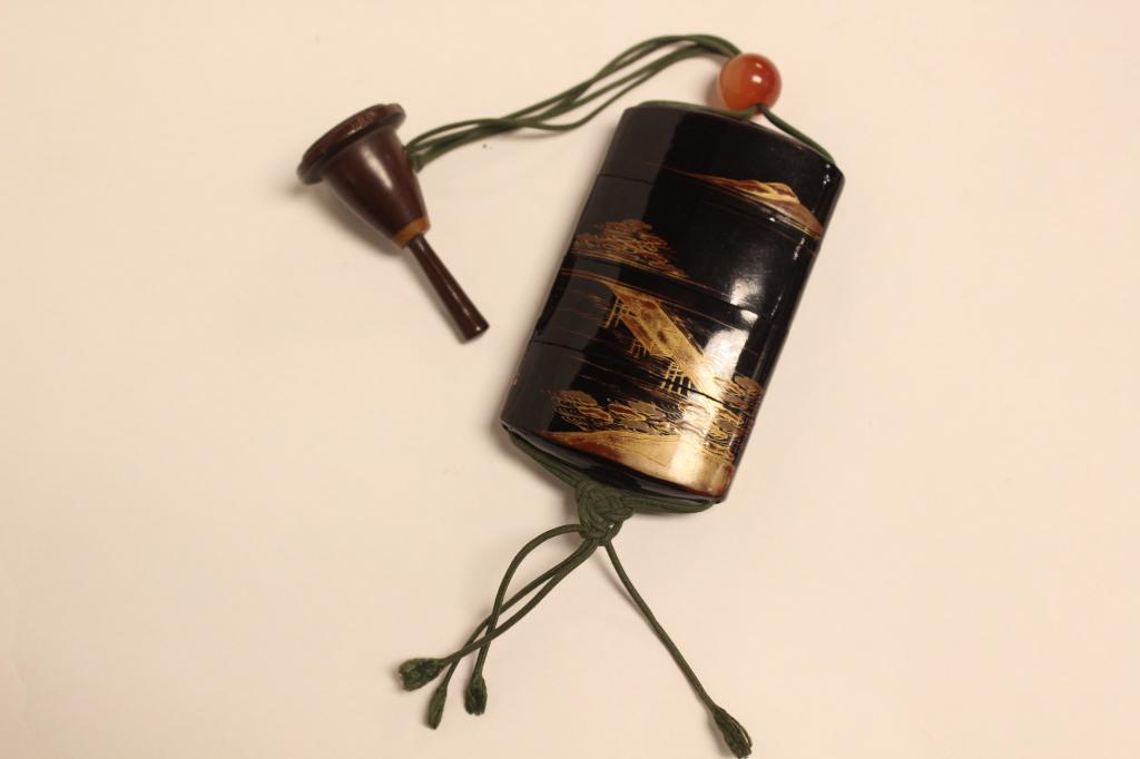 Japanese Inro Box w Compass, 19th.C (1 of 5)