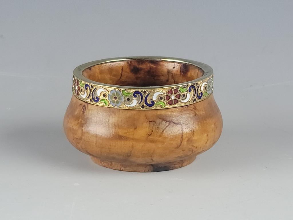 Antique Russian Birch Silver Enamel Salt (1 of 5)
